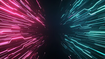 Vibrant Neon Grid - Geometric Pattern of Glowing Pink and Green Squares with Soft Illumination