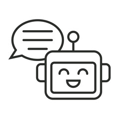 Chat bot outline icon, editable vector illustration and transparent graphic element. Isolated on white background