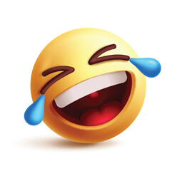Goofy emoji 3d clipart character. Emoji silly face character, crazy, silly, humor, happy, crying, joyful and funny facial expression graphic elements. Vector illustration goofy emoticon clip art. 
