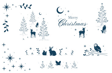 Christmas design line collection with different corner, separator, main and frame elements