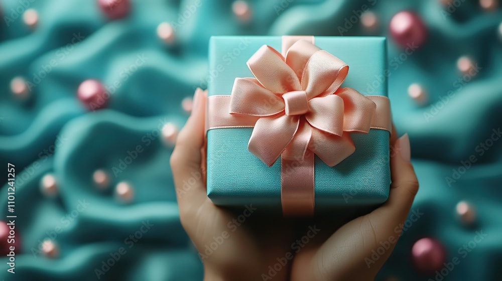 Poster loop animation of cartoon gift box in a hand rendering