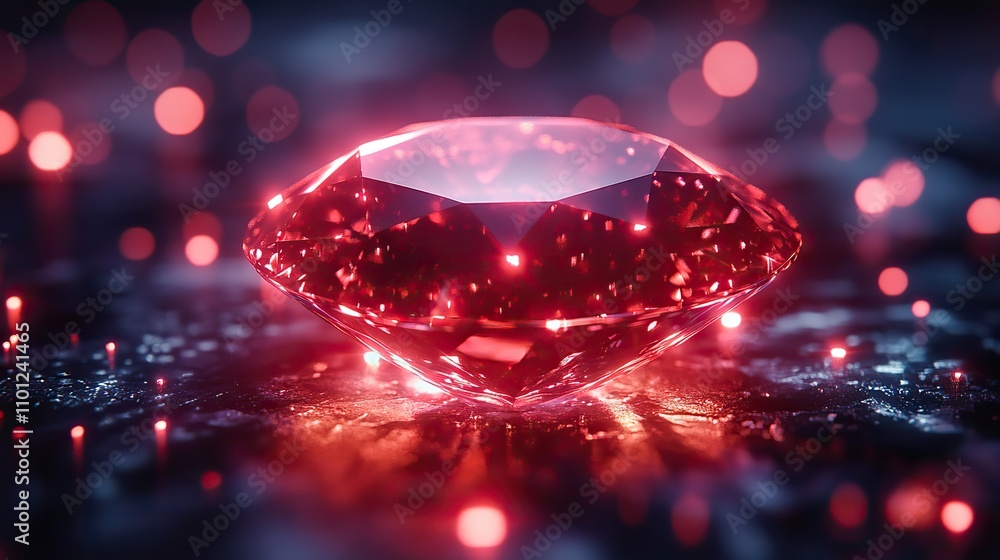 Poster loop animation of dark gem glass with neon light effects rendering