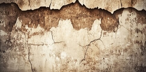Obraz premium Aged wall with intricate cracked patterns and earthy brown tones showcases the beauty of decay and texture in rustic, historical artistry.