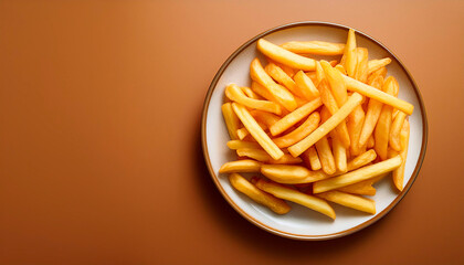 皿にのせたフライドポテト