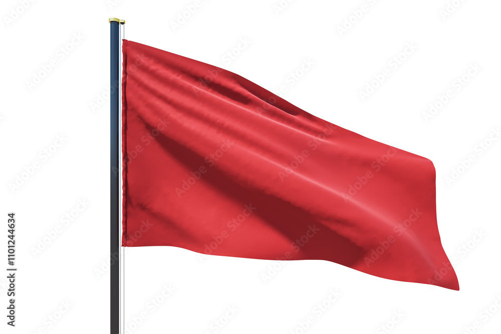 Aufkleber blank red flag waving in the wind with copyspace for your logo or text isolated on white background.