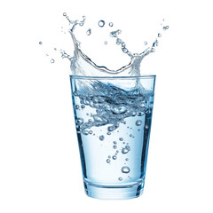 water splash in glass isolated on transparent white background, clipping path