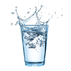 water splash in glass isolated on transparent white background, clipping path
