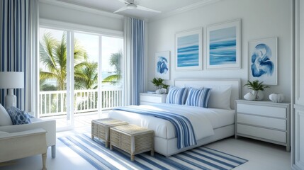 Coastal Style Bedroom with Ocean View