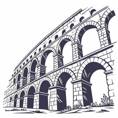 Vector illustration of the Colosseum in Rome, Italy, showcasing its iconic architecture and historical significance.