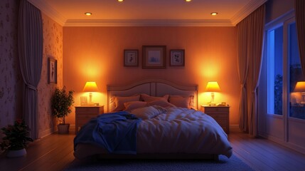 Serene Night Bedroom Interior Design