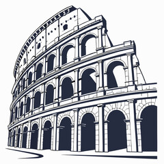 Vector illustration of the Colosseum in Rome, Italy, showcasing its iconic architecture and historical significance.