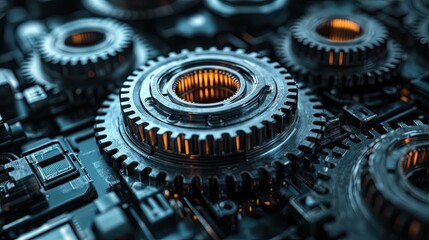 mechanical gear with industry technology rendering