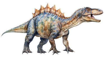 Fototapeta premium Watercolor painting of a dinosaur from the Cretaceous era isolated on transparent background.