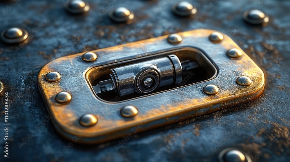 Poster metal safety encryption lock rendering