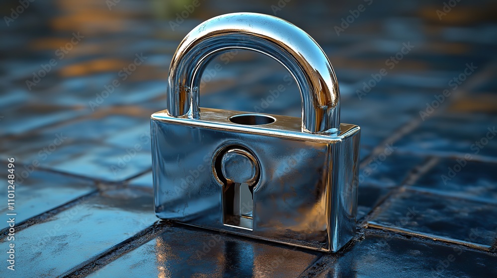 Poster metal safety encryption lock rendering