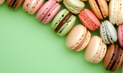 Fototapeta premium Macarons of various delicious colors and flavors. Generative AI 