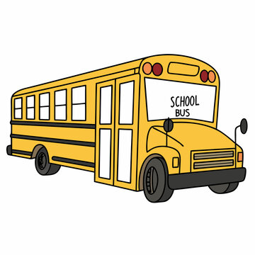 recommend clip art: A colorful school bus clip art illustration, depicting a classic yellow bus with windows and wheels, ideal for educational themes.