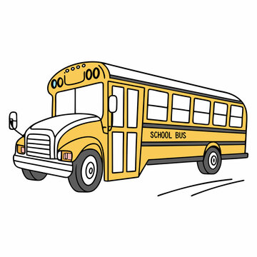 recommend clip art: A colorful school bus clip art illustration, depicting a classic yellow bus with windows and wheels, ideal for educational themes.