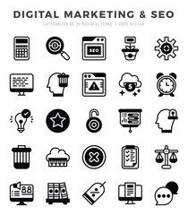 Fototapeta premium Set of Digital Marketing & SEO Icons. Simple line art style icons pack.