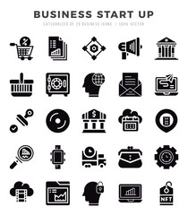 Business Start Up Icon Pack 25 Vector Symbols for Web Design.
