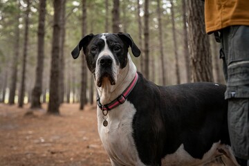 Black and white Great Dane dog portrait