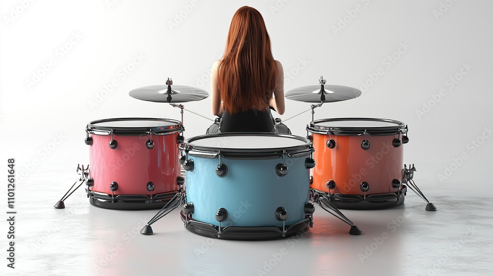 Poster pedal equipped realistic drum on a white background drum machine concept rendered in three dimension