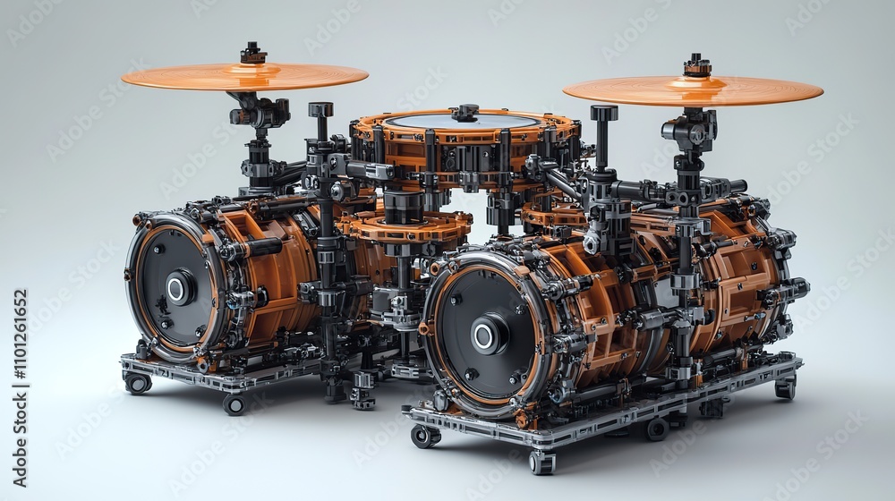 Poster pedal equipped realistic drum on a white background drum machine concept rendered in three dimension