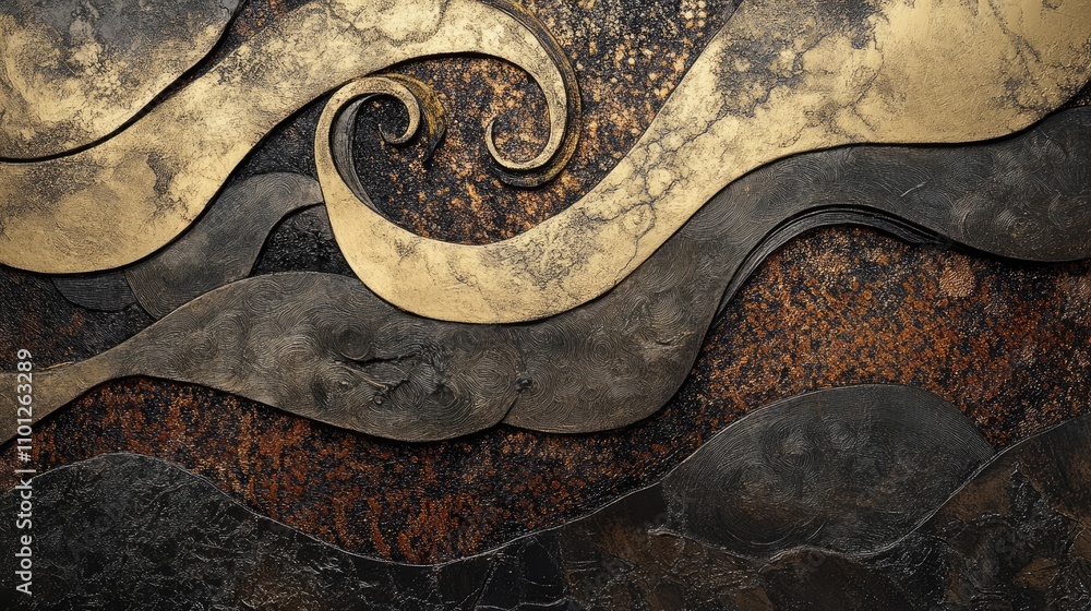 Poster a luxurious abstract piece with flowing patterns and intricate details, perfect for art enthusiasts 