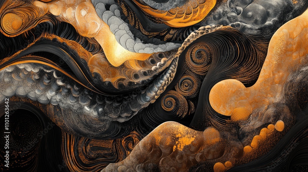 Poster a stunning abstract piece with intricate, high-end patterns, showcasing unique and luxurious design 