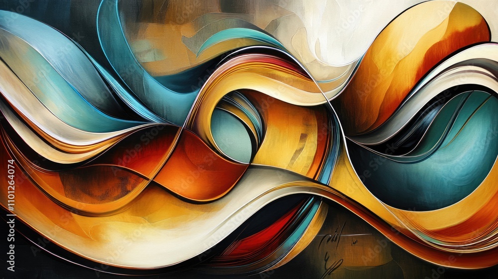 Aufkleber abstract composition with elegant, flowing lines and luxurious colors, creating a unique and impress