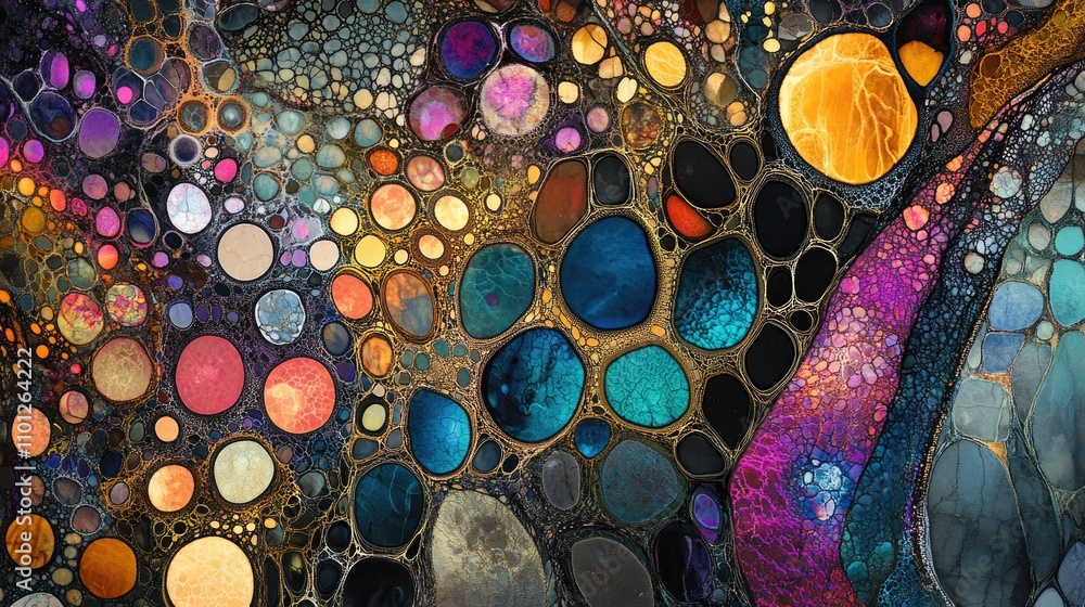 Poster abstract design with intricate, elegant patterns and vibrant textures, appealing to art collectors a