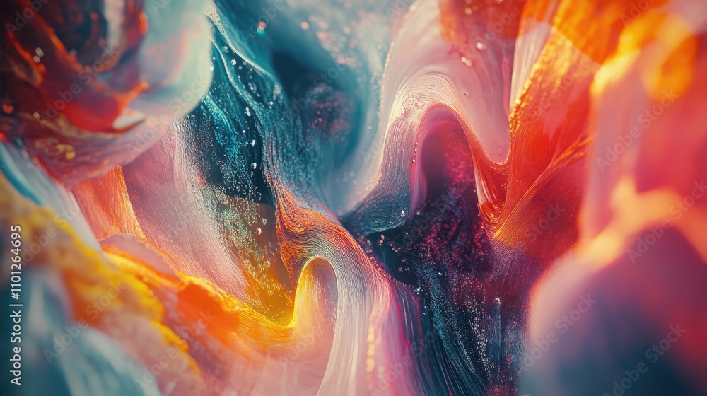 Poster high-end abstract design with intricate patterns and vibrant, luxurious textures, capturing attentio