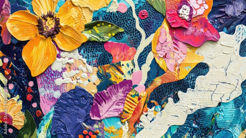 Poster unique abstract composition with luxurious patterns and bold colors, creating a marketable and impre
