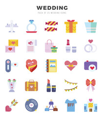 Vector icons set of Wedding. Flat style Icons.