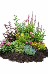 Naklejka premium Colorful flowering plants in rich soil.