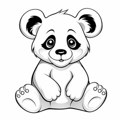 Obraz premium Cute Panda bear kids coloring page. Simple coloring page for kids 
