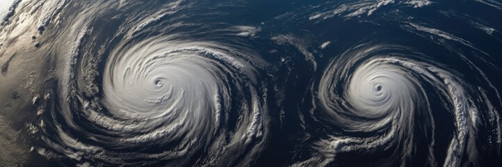 A hurricane over the sea top view from space