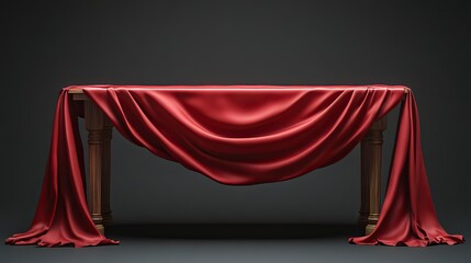 Fototapeta premium red tablecloth over the empty table rendering