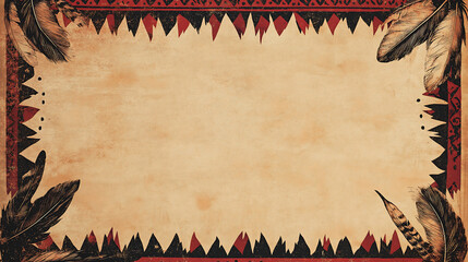 Flyer featuring Native American design with raven feathers and tribal patterns