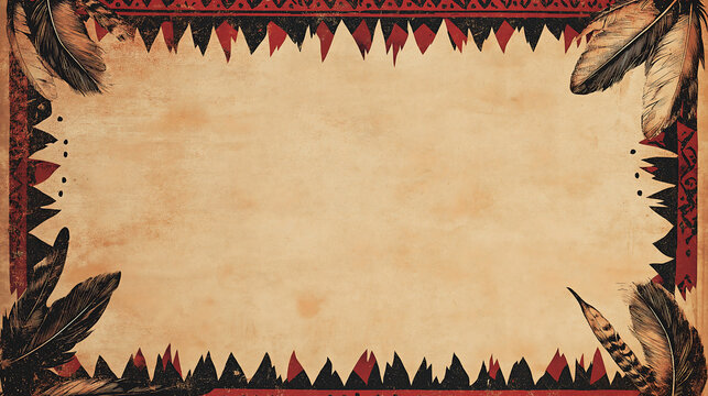 Flyer featuring Native American design with raven feathers and tribal patterns