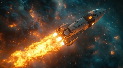 Obraz premium rocket in the outer space rendering