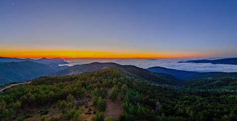 High above Los Padres National Forest watching sunrise over Salinas Valley