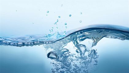 underwater scenery of water droplets that create tiny bubbles in clean water