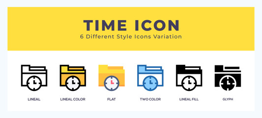 Time icon illustration vector with different styles