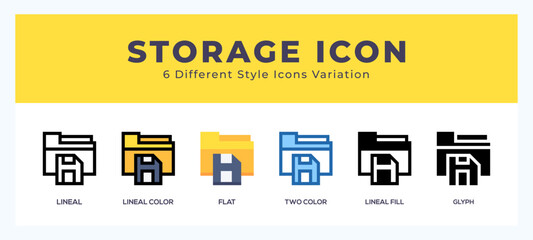 Storage icon symbol. isolated. vector illustration with different styles