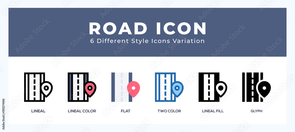 Poster road vector icons designed. icon symbol set.