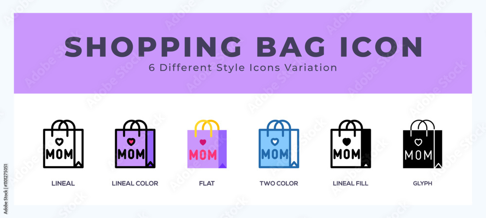 Poster shopping bag set of vector icon. for web. and mobile app