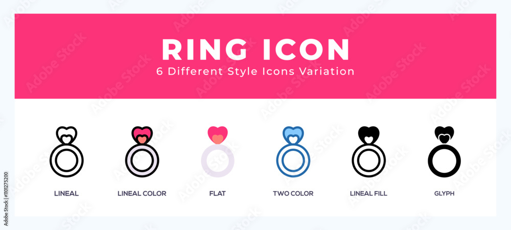 Poster ring icon set with different styles. icons designed in filled. outline. flat. glyph and line colored