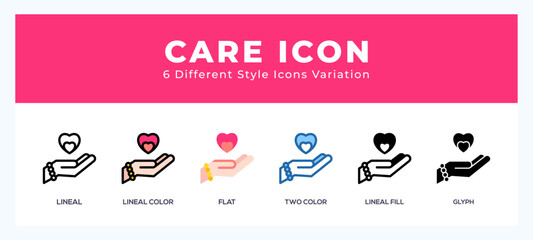 Care icon symbol. logo illustration with different styles