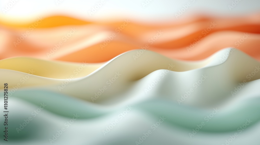 Poster soft undulating waves of color create a serene and calming abstract aesthetic in natural light